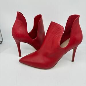 Aldo Red Leather Fraresa Stiletto Heel Ankle Boots Pointed Toe Booties Womens 9